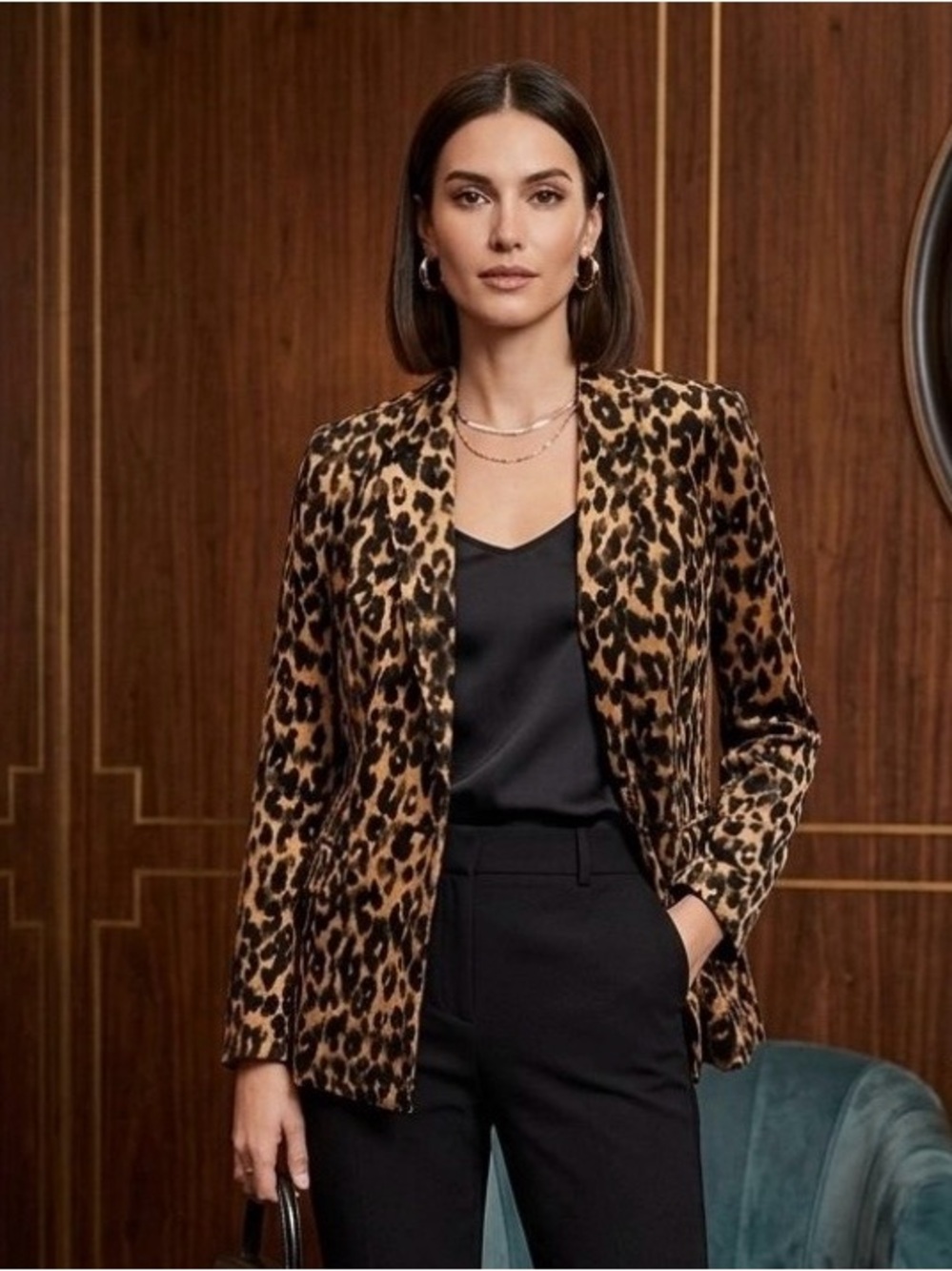 HALOGEN LEOPARD PRINT BLAZER